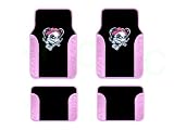 A Set of 4 Universal Fit Plush Carpet with Vinyl Trim Floor Mats For Cars / Trucks - Lady Skull