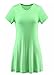 A-Wintage Womens V-Neck Tunic Top Mini T-shirt Dress, Medium, Green