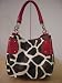 Designer Inspired Red Trim Giraffe Handbag Purse Tote