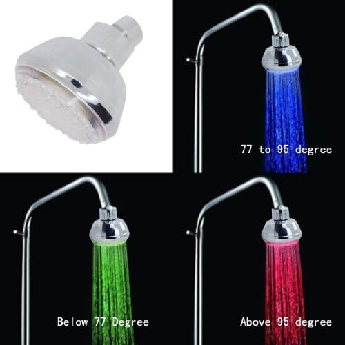 PROMOTION! Limited Time Only - Temperature Controlled Color Changing Wall Mount Ceiling Mounted LED Top Rated Small Light Bath Fun Lighted Hotel Spa Bath Replacement Compact Showerhead Shower Head Heads with Chrome Finish BA1006T
