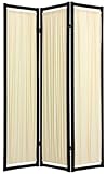 Modern Furniture - 6ft. Helsinki Fabric Japanese Privacy Screen Room Divider - 3 Panel Black