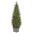 Pre-Lit 2-Tone Potted Artificial Cypress Tree- Green(5')