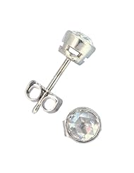 0.41 Cwt F Color, Vs+ Clarity Round Rose Cut Diamonds in Platinum Bezel Stud Earrings