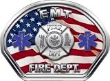Firefighter Fire Helmet Front Face EMT American Flag Decal Reflective