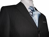 Bertolini 3 Button Charcoal with Gray Pinstripes Men's Suit Wool and Silk Blends Single Pleated Pants Brand New with Tags FREE Neck Tie FREE Hem-Up FREE Shipping