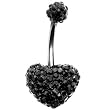 Black Romance Heart Austrian Crystal Evolution Belly Ring