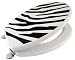 Siege Toilette Abattant WC Bois Blanc et Noir Décor Zèbre