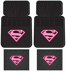 Supergirl Shield DC Comics 4 Pc Front & Rear Car Floor Mats Plus Bonus Matching Decal