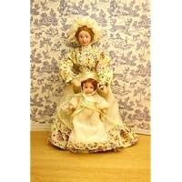 Dollhouse Miniature Porcelain Doll Nanny and Baby Girl