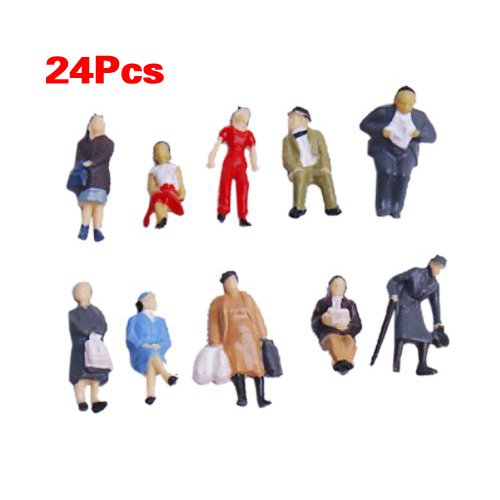 24pcs Painted Model Train People Figures Scale HO (1 to 87)