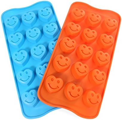 Candy Making Molds, 2PCS YYP [15 Cavity Smile Face Shape Mold] Silicone Candy Molds for Home Baking - Reusable Silicone DIY Baking Molds for Candy, Chocolate or More, Set of 2