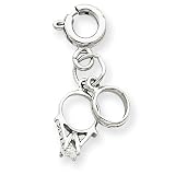 14k White Gold Wedding Rings With CZ Charm