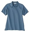 Ladies' Johnny Collar Jersey Polo Shirt With Pencil Stripe