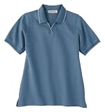 Ladies' Johnny Collar Jersey Polo Shirt With Pencil Stripe