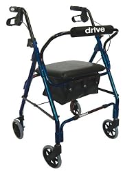 Drive Medical 10208PSBL-1 Go-Lite Rollator Blue with Padded Seat, Blue