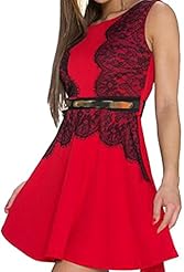 Sleeveless Polyester/Spandex Checkered Print Spring Summer Winter Lace Belted Skater Dress/Club Dress/Party Dress 