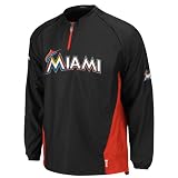 MLB Mens Miami Marlins  Gamer Jacket (PRO BLK/PRO FIRE RED*MARLIN JK, Medium)