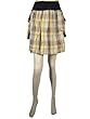 Bohemian Gypsy Ivory Yellow Plaid Printed Cotton Mini Skirt for Women 17"