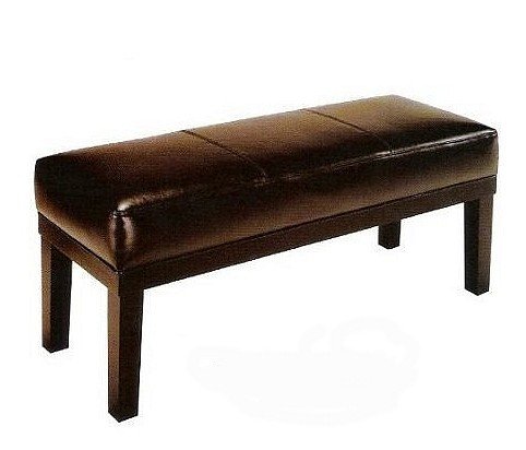 Contemporary Style Dark Brown Leatherette Bench Chair