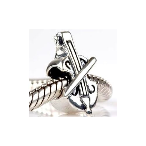 .925 Sterling Silver Violin Charm Fits Pandora, Chamilia, Biagi, Trollbead Jewelry