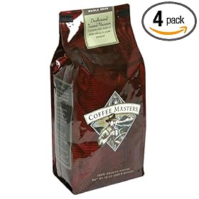 Coffee Masters Flavored Coffee, Toasted Macaroon Decaffeinated, Whole Bean, 12-Ounce Valve Bag, (Pack of 4)