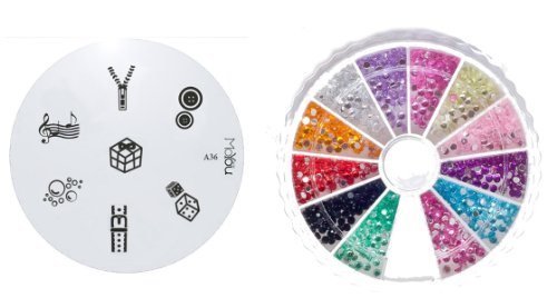MoYou Nail Art Image Plate A36+ Rhinestone Pack-1200 premium quality Gemstones with 12 dif Preisvergleich