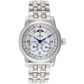 Gevril Men's Soho Deluxe Automatic Moonphase Stainless Steel Watch - White