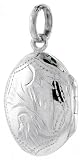 Small Sterling Silver Hand Engraved Oval Locket, 9/16 (14mm) X 11/16 (18mm)