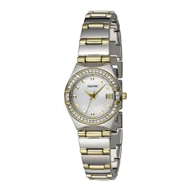 Accurist Ladies Two Tone Stone Set Bracelet Watch LB1661 With Mother Of Pearl Dial