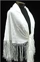 Wrap. Solid White Jacquard Triange W/ Fringe