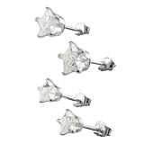 Sterling Silver Star CZ Earring Set (2 pair)