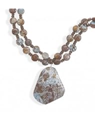 MMA Silver - 16 inch+1.5 inchExtension Blue Jasper Necklace