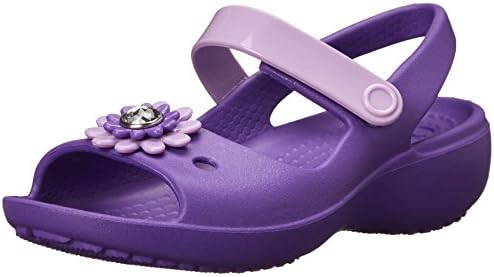 crocs Keeley Mini Wedge Girls PS Sandal (Toddler/Little Kid),Neon Purple/Iris,5 M US Toddler