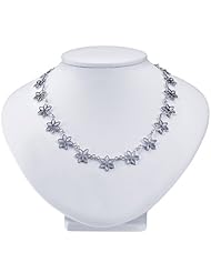Sterling Silver 13mm Flat Flower Link Necklace -16 Inches
