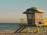 12th Street Lifeguard Station at Sunset, South Beach, Miami, Florida, USA Art Photographic Poster Print by Nancy & Steve Ross, 12x9