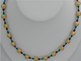 Turquoise, Malachite, Ruby and Indian Gold Beads Gemstones Necklaces Beaded GR308