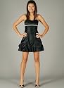 RHINESTONE TRIM GATHERED BUBBLE DRESS for Bridesmaid Formal Prom
