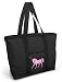 Pink Horse Tote Bag Black Deluxe Horses - For Travel or Beach Best Unique Gift Ideas for Her, Women, or Ladies
