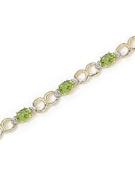 14kt Yellow Gold Oval Peridot and Diamond Bracelet