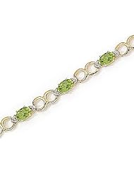 10kt Yellow Gold Oval Peridot and Diamond Bracelet