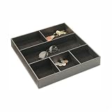 Dresser Valet -Black Faux Leather- 6 Compartments