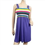 Purple Colorful Rainbow Print Sleeveless Mini Dress - 1X