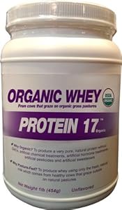 Organic Whey Protein 17 Supplement Powder, Delicious Natural, 1 Pound