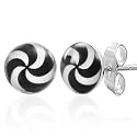 Urban Male Black & White Swirl Stainless Steel 7mm Stud Earrings
