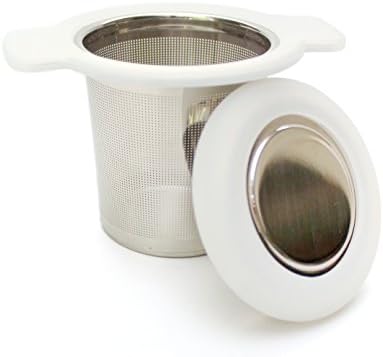 Premium Quality Tea Infuser Strainer for Loose Leaf Tea - Silicone COOL TOUCH handles - Ultra Fine Mesh Stainless Steel Tea Infuser - Brew in Mug