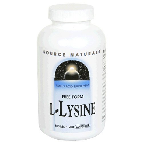 Source Naturals L-Lysine, Free Form, 500 mg, Capsules, 200 capsules (Pack of 3)