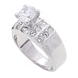 SilverBin Sterling Silver Engagement Style Round CZ Ring with Small CZ Accents