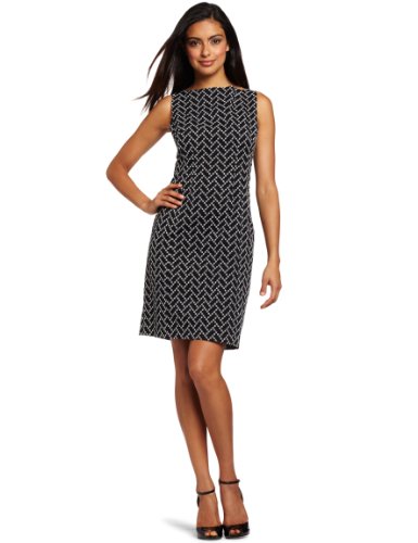 Jones New York Women's Sheath Dress, Black/White, 10
