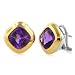 Sterling Silver 18K Gold Round Amethyst Earrings