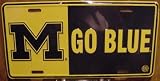 University Of Michigan Wolverines Go Blue Embossed Metal License Plate